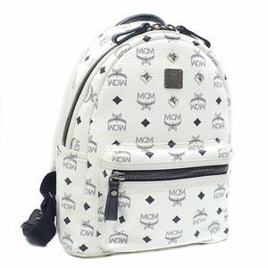 MCM White Leather Backpack